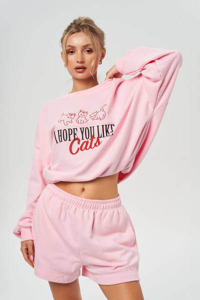 Bluza Lala I Hope You Like Cats Flora Różowa