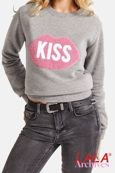 [preorder] LALA ARCHIVES KISS Regular Grey Sweatshirt