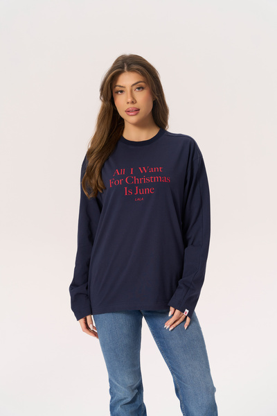 Longsleeve Lala All I Want For Christmas Granatowy
