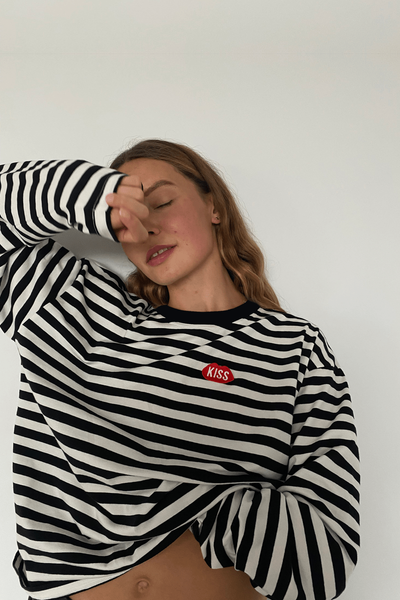 [preorder] LALA ARCHIVES Bonjour longsleeve w czarne paski