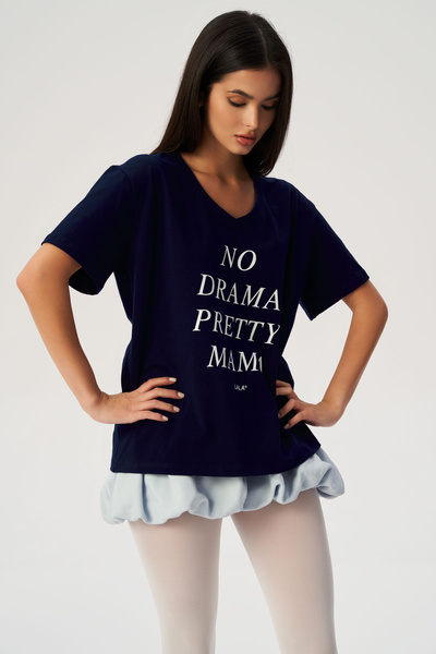 Koszulka NO DRAMA PRETTY MAMA BFF V-NECK Navy