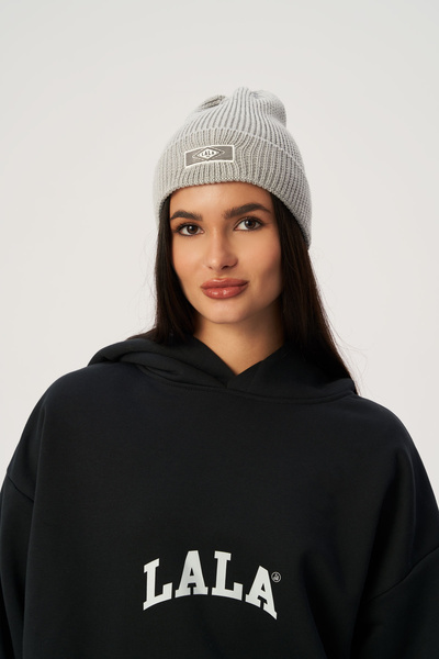 Czapka Lala Stripes Szara z Wełny Merino 100%