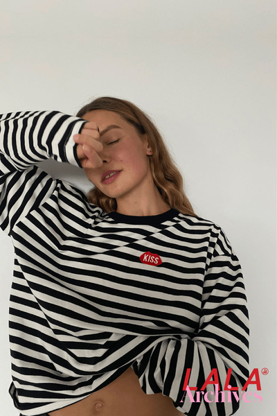 [preorder] LALA ARCHIVES Bonjour longsleeve w czarne paski