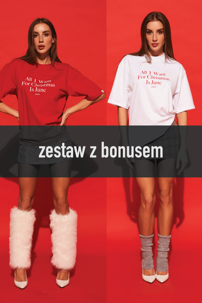 Zestaw 2x Koszulka All I Want For Christmas czerwona oraz biała