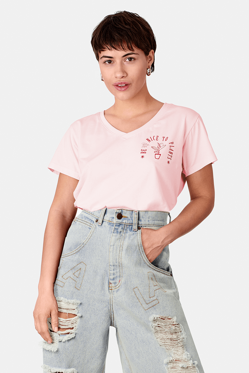 Be Nice To Plants V-Neck Baby Tee