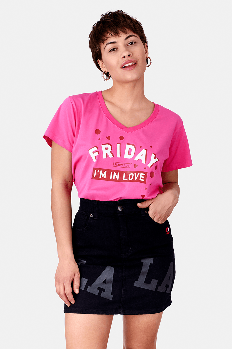 Friday I'm In Love V-Neck Very Pink Tee