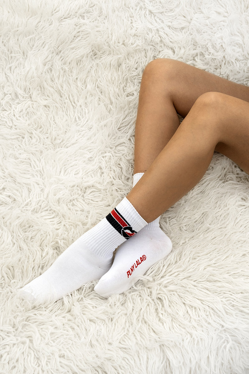 LALA Sporty white socks with licky lips