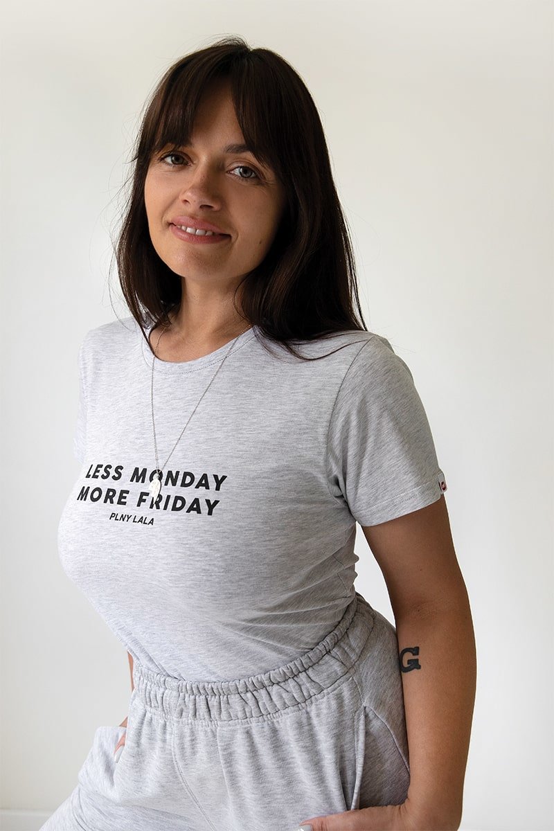 Less Monday French Fit Light Grey Tee