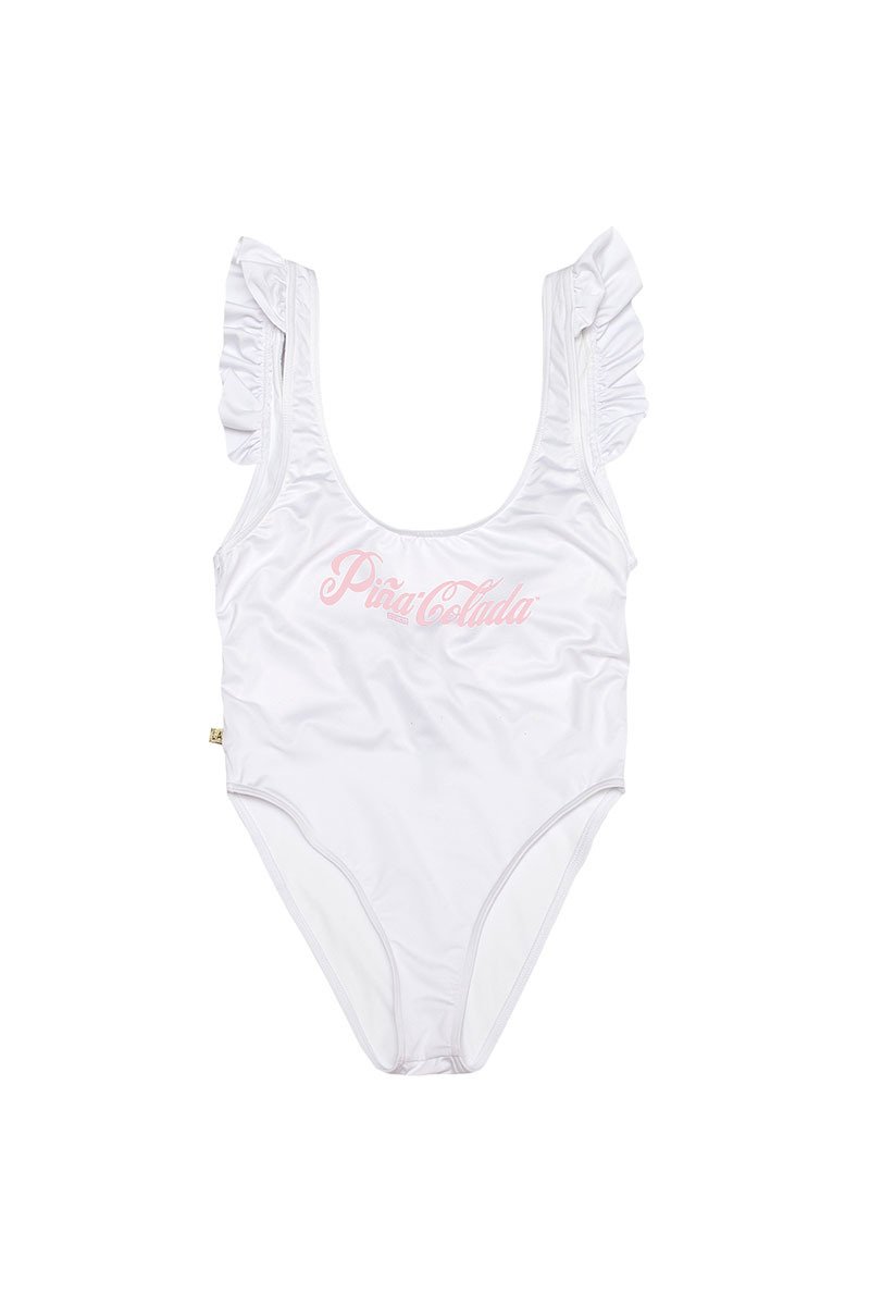 Pina Colada Ruffled White Swimsuit