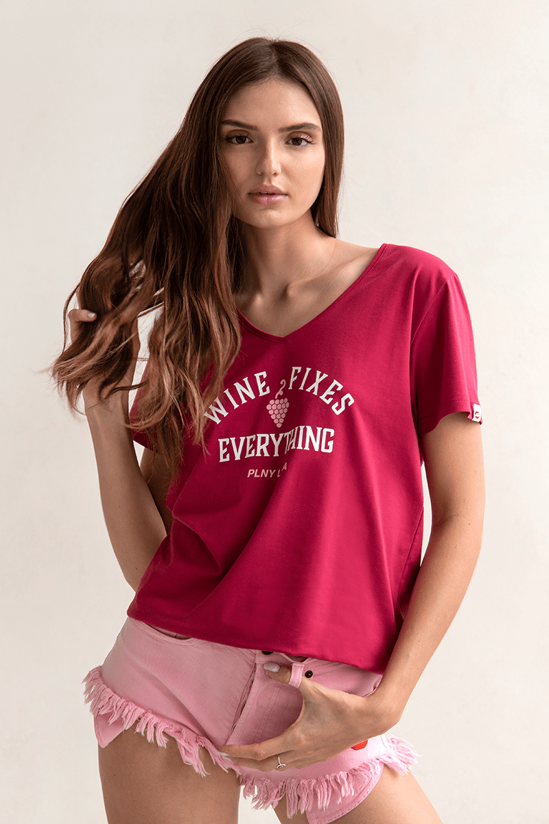 Wine V-fit Ruby Tee